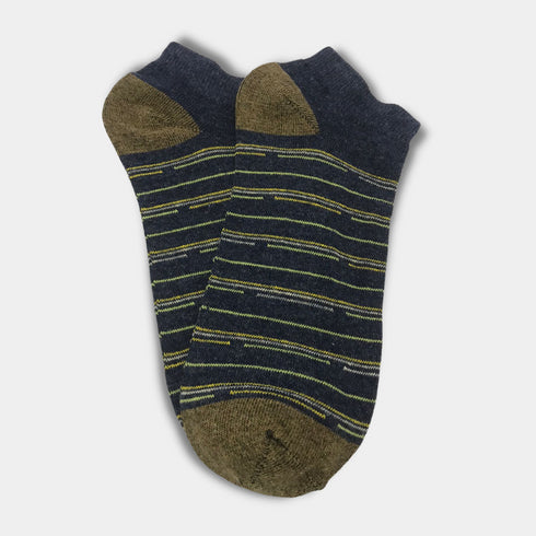 Multi Stripes Stretch Cotton Ankle Socks Blue